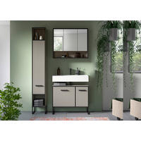 BADEZIMMER 3-teilig  in 110 cm  - Kaschmir/Schwarz, MODERN, Holzwerkstoff/Metall (110cm) - MID.YOU