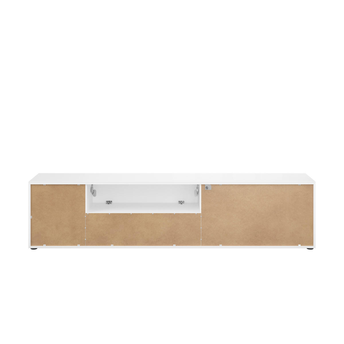 LOWBOARD Style  in 225/53,9/40 cm  - Chromfarben/Weiß Hochglanz, Basics, Glas/Holzwerkstoff (225/53,9/40cm)