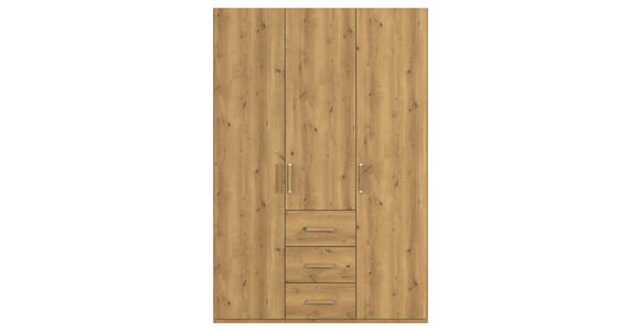 DREHTÜRENSCHRANK in Eichefarben - Eichefarben/Silberfarben, Design, Holzwerkstoff/Kunststoff (151/223/60cm) - Novel
