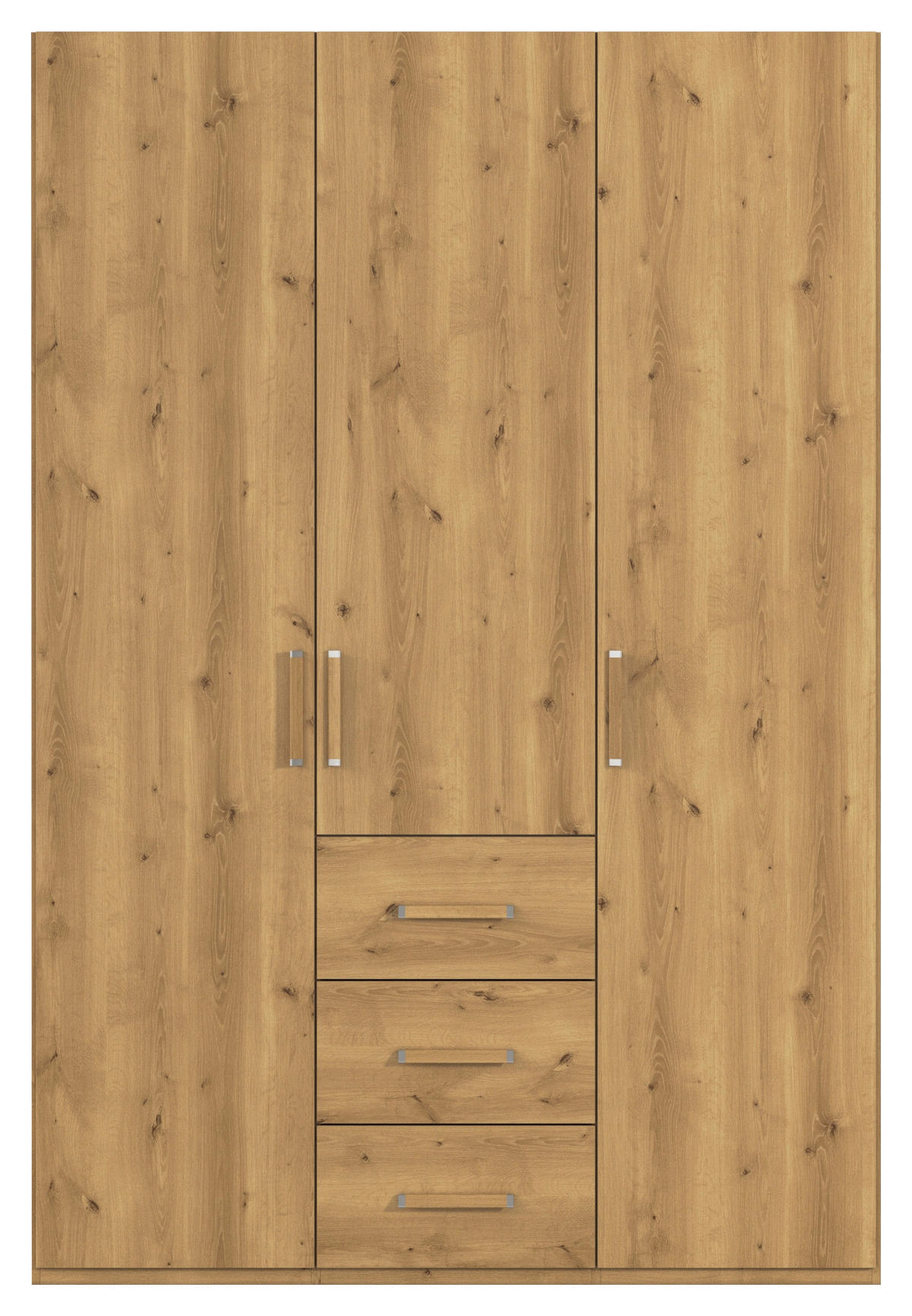 DREHTÜRENSCHRANK  in Eichefarben  - Eichefarben/Silberfarben, Design, Holzwerkstoff/Kunststoff (151/223/60cm) - Novel