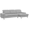 ECKSOFA in Chenille Hellgrau  - Hellgrau/Schwarz, LIFESTYLE, Textil/Metall (310/180cm) - Valnatura