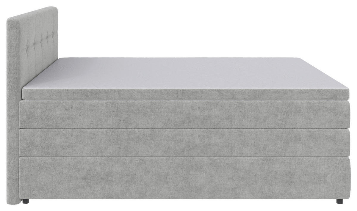 BOXSPRINGBETT 140/200 cm  in Hellgrau  - Hellgrau/Schwarz, Konventionell, Kunststoff/Textil (140/200cm) - Carryhome