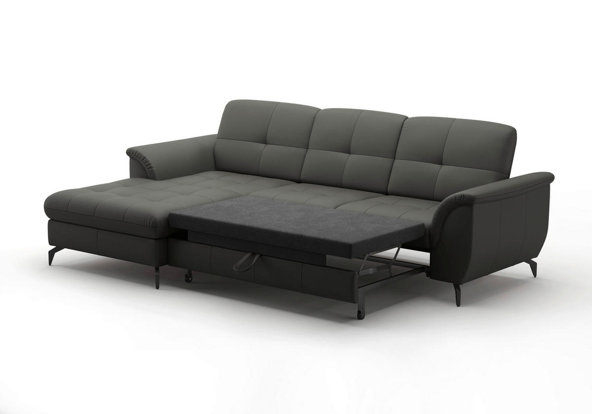ECKSOFA in Vliesstoff Kombination Echtleder/Stoff Anthrazit  164/262 cm  - Anthrazit/Schwarz, MODERN, Leder/Textil (164/262cm) - Sit & More