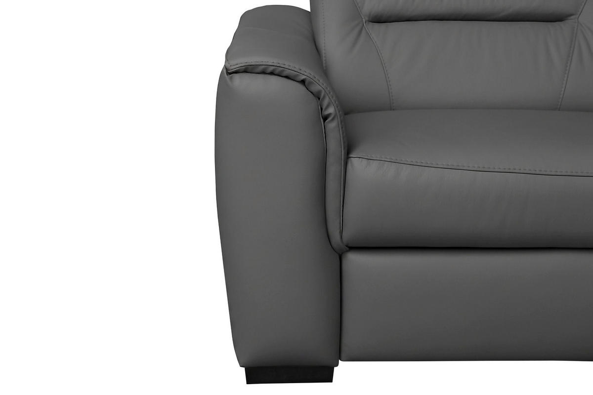 ECKSOFA Anthrazit Echtleder Lederlook Bettkasten, Schlaffunktion, Rücken echt, Kopfteilverstellung  - Wengefarben/Anthrazit, Design, Leder/Holz (212/260cm) - Celina Home