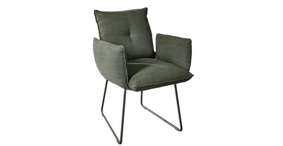 ARMLEHNSTUHL in Stahl Struktur - Schwarz/Grün, Design, Textil/Metall (65/90/70cm) - Dieter Knoll