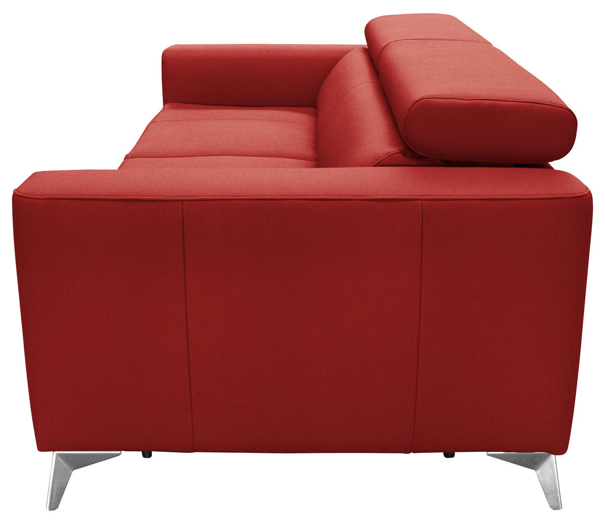 SCHLAFSOFA Rot Echtleder Lederlook  - Silberfarben/Rot, Design, Leder/Textil (206/95/101cm) - Livetastic