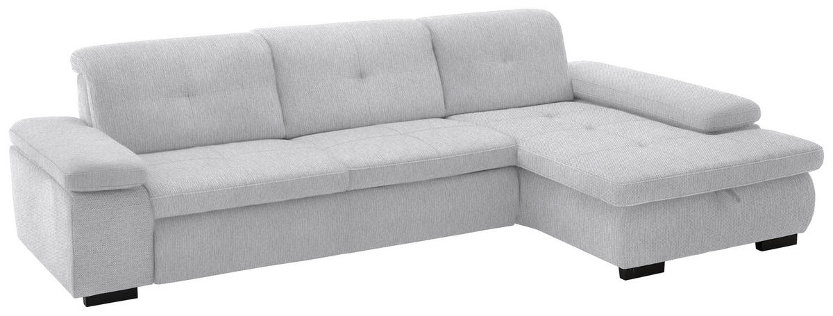 ECKSOFA in Flachgewebe Silberfarben  - Silberfarben/Schwarz, Design, Textil/Metall (297/174cm) - Beldomo Style