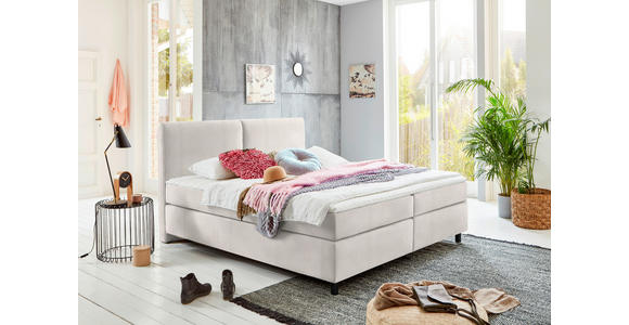 BOXSPRINGBETT 180/200 cm  in Creme  - Creme/Schwarz, KONVENTIONELL, Kunststoff/Textil (180/200cm) - Hom`in