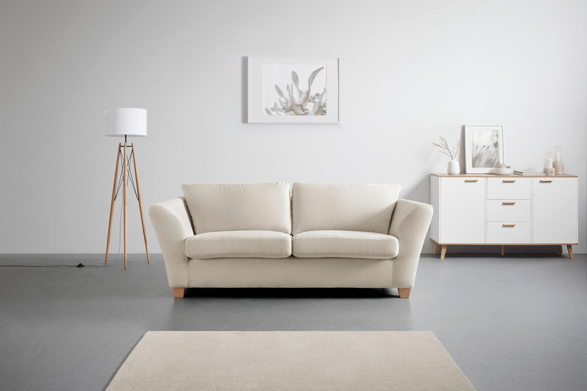 3-SITZER-SOFA in Chenille Beige  - Beige/Naturfarben, Holz/Textil (216/70-85/95cm) - MID.YOU