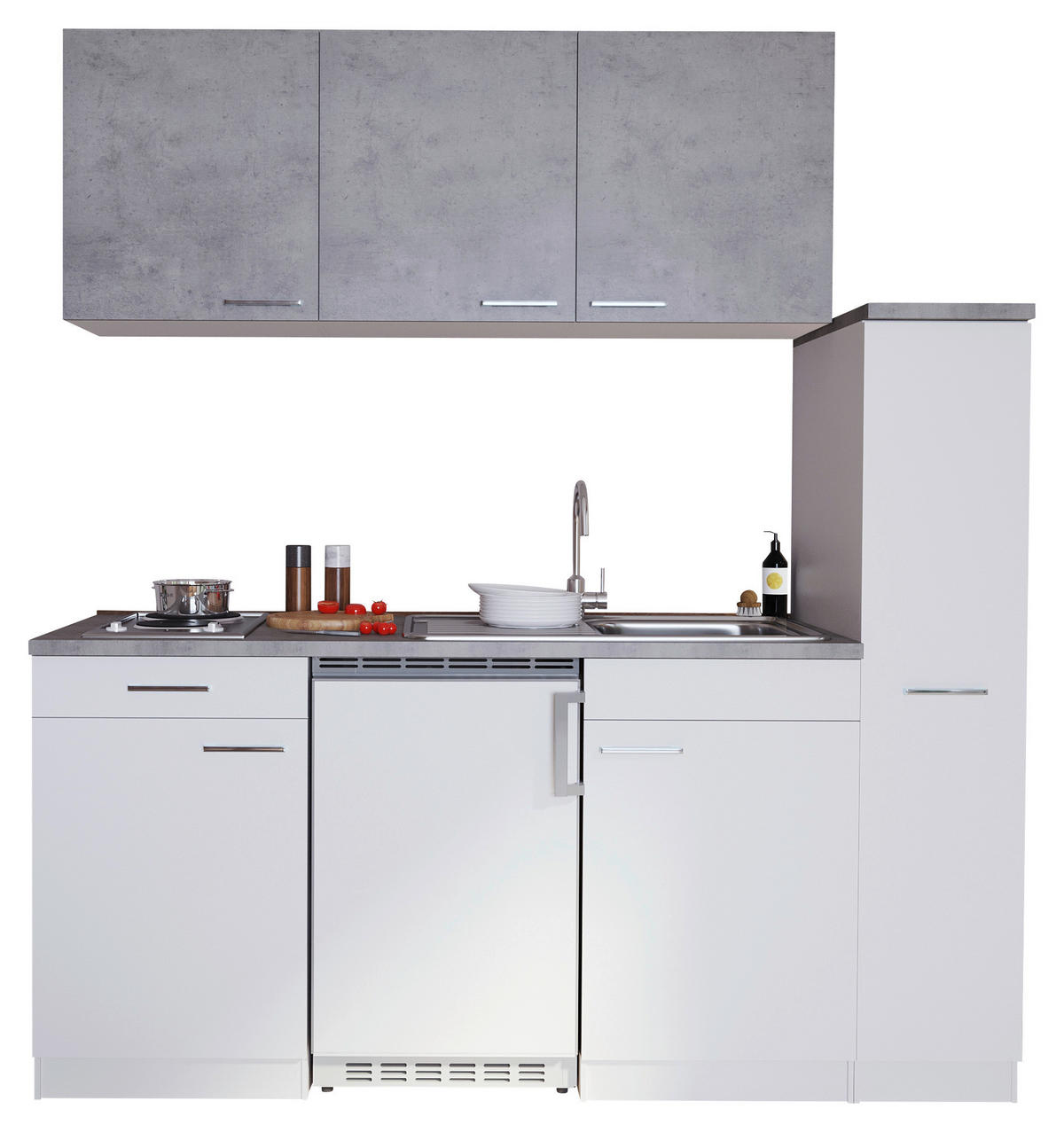 KÜCHENBLOCK 180 cm   in Weiß, Hellgrau  - Hellgrau/Weiß, MODERN, Holzwerkstoff (180cm) - Respekta