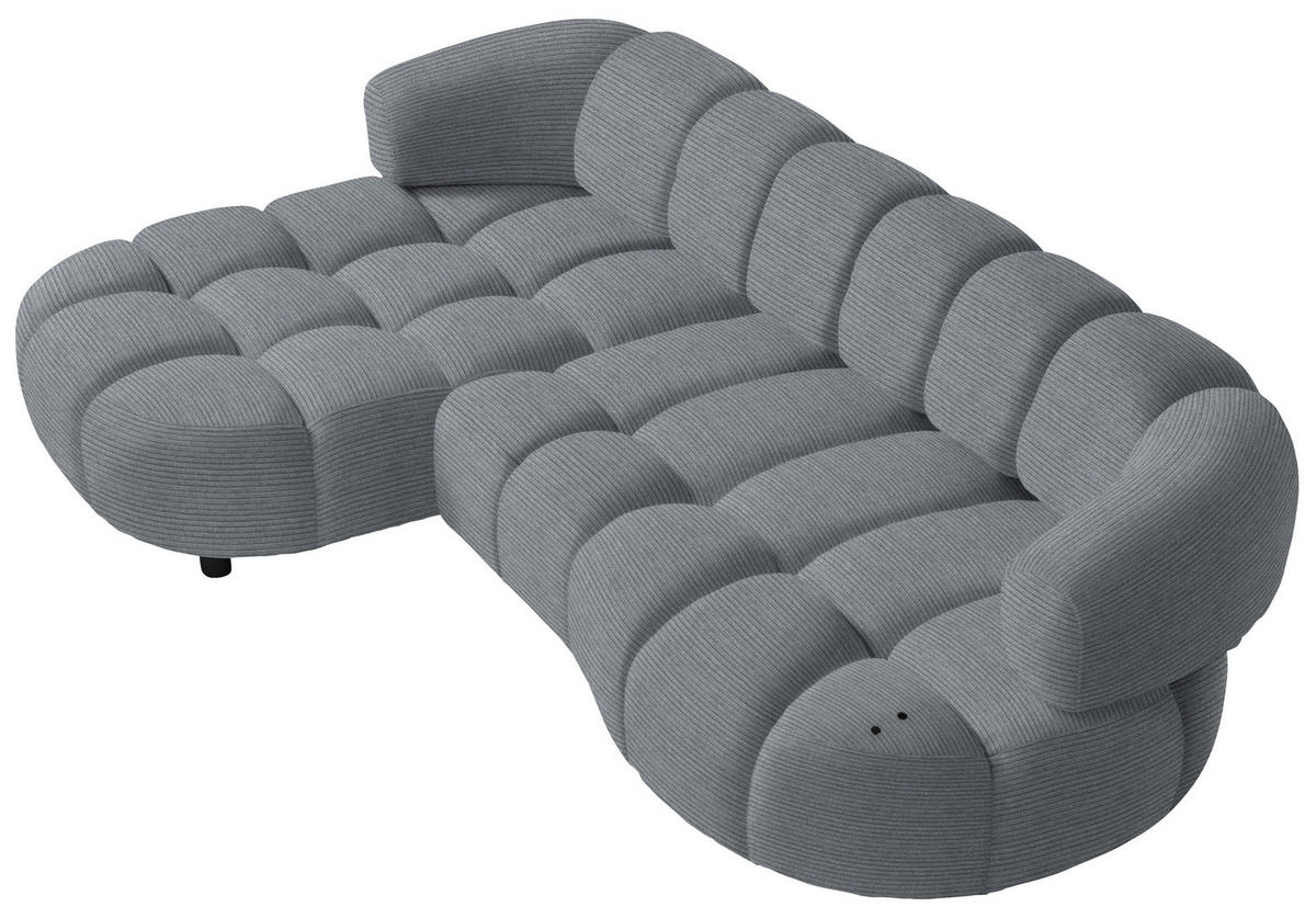 ECKSOFA in Cord, Velours Dunkelgrau  183/284 cm  - Dunkelgrau/Schwarz, Design, Holz/Textil (183/284cm) - Welnova