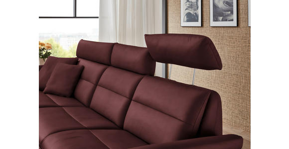 ECKSOFA in Echtleder Bordeaux  169/298 cm  - Bordeaux/Schwarz, Design, Leder/Metall (169/298cm) - Dieter Knoll