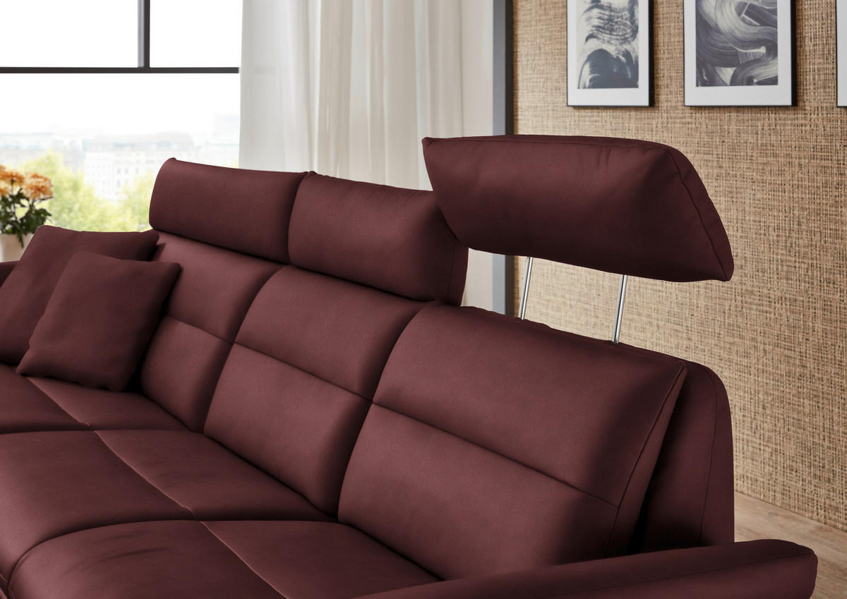 ECKSOFA in Echtleder Bordeaux  - Bordeaux/Schwarz, Design, Leder/Metall (169/298cm) - Dieter Knoll
