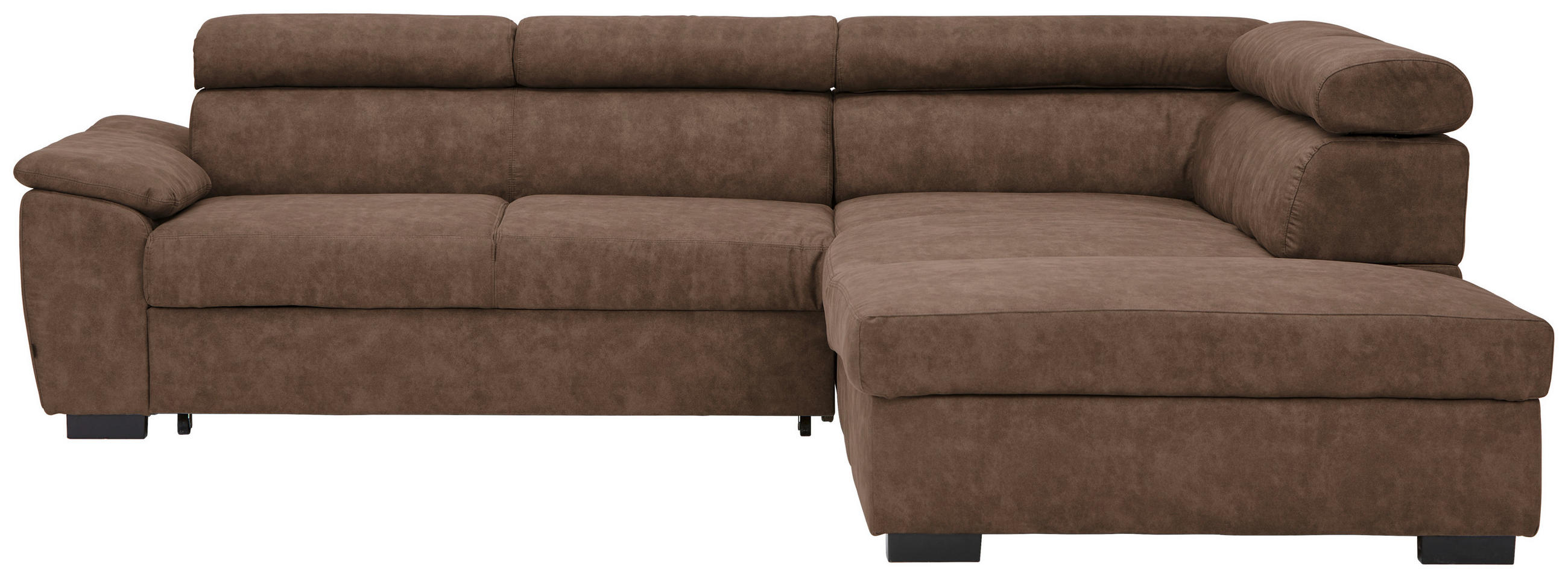 ECKSOFA Braun Lederlook  - Schwarz/Braun, Design, Kunststoff/Textil (263/230cm) - Hom`in