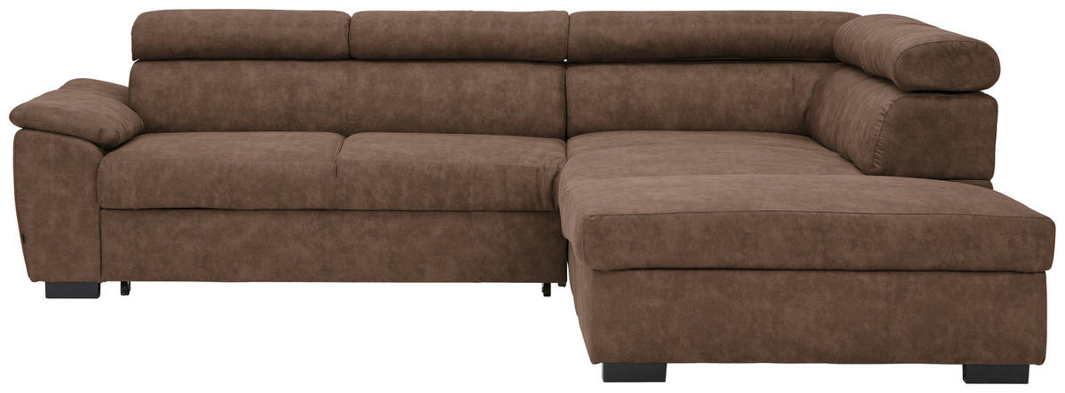ECKSOFA Braun Lederlook  - Schwarz/Braun, Design, Kunststoff/Textil (263/230cm) - Hom`in