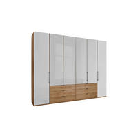 FALTTÜRENSCHRANK 300/236/58 cm 4-türig Weiß, Eiche Bianco  - Schieferfarben/Eiche Bianco, KONVENTIONELL, Glas/Holzwerkstoff (300/236/58cm) - Dieter Knoll
