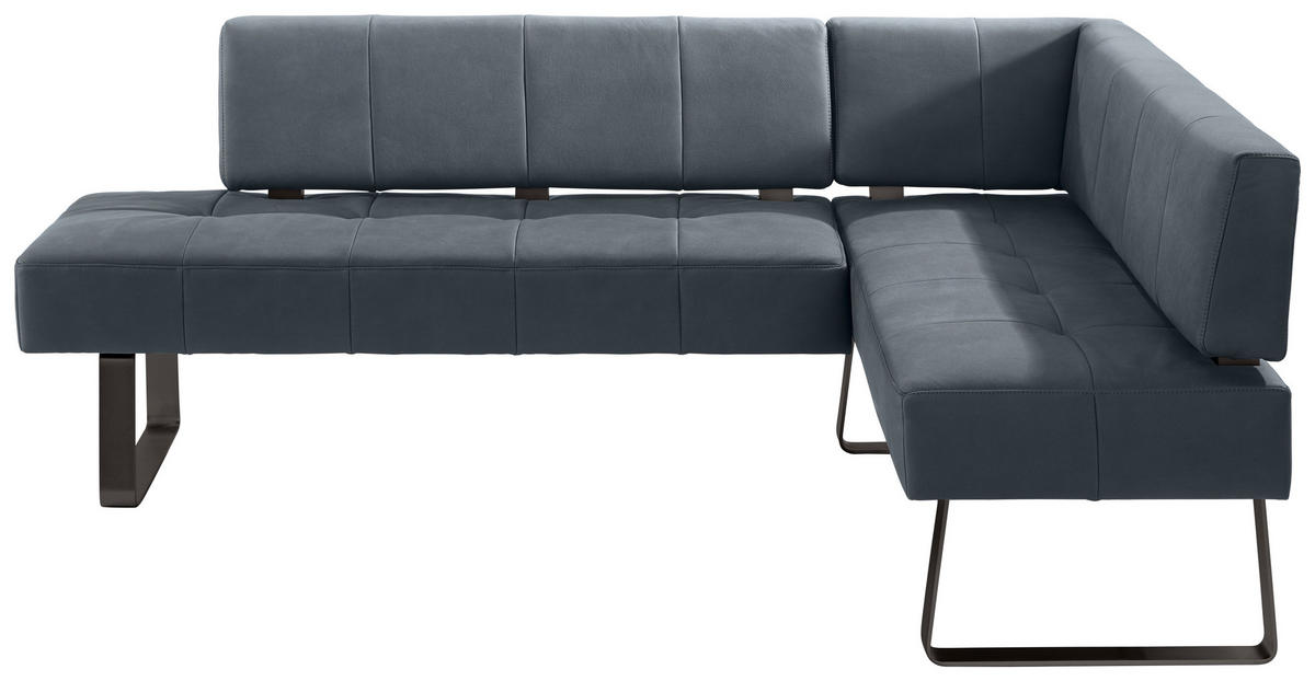 ECKBANK 227/165 cm Mikrofaser Schwarz, Dunkelblau, Blaugrau   - Blaugrau/Schwarz, Design, Textil/Metall (227/165cm) - Moderano