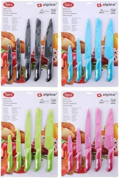 SET NOŽEVA      5 delova  - pink/siva, Osnovno, metal/plastika (4,5/2,4/32,0cm) - Alpina 6287