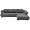 ECKSOFA Grau Chenille  - Chromfarben/Grau, Natur, Textil/Metall (297/214cm) - Valdera