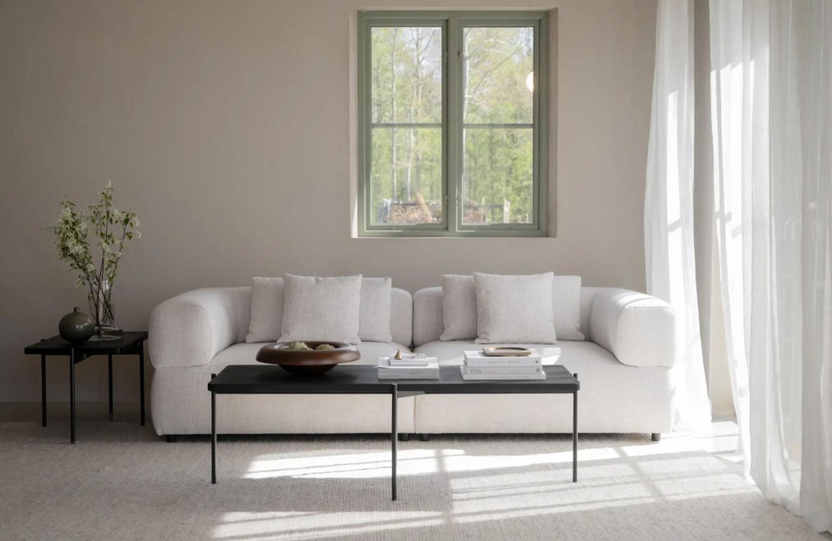 3-SITS SOFFA i beige  - beige/svart, Klassisk, metall/trä (246/67/105cm) - Rowico