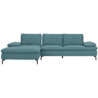 ECKSOFA  in Webstoff Hellblau  179/301 cm  - Schwarz/Hellblau, Design, Textil/Metall (179/301cm) - Chilliano