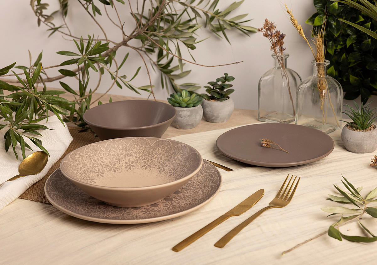 KOMBISERVICE 24-teilig  - Graubraun, LIFESTYLE, Keramik - Novel