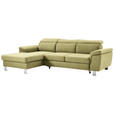 ECKSOFA in Webstoff Grün  167/250 cm  - Silberfarben/Grün, Design, Textil/Metall (167/250cm) - Xora