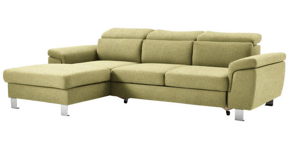 ECKSOFA in Webstoff Grün  167/250 cm  - Silberfarben/Grün, Design, Textil/Metall (167/250cm) - Xora