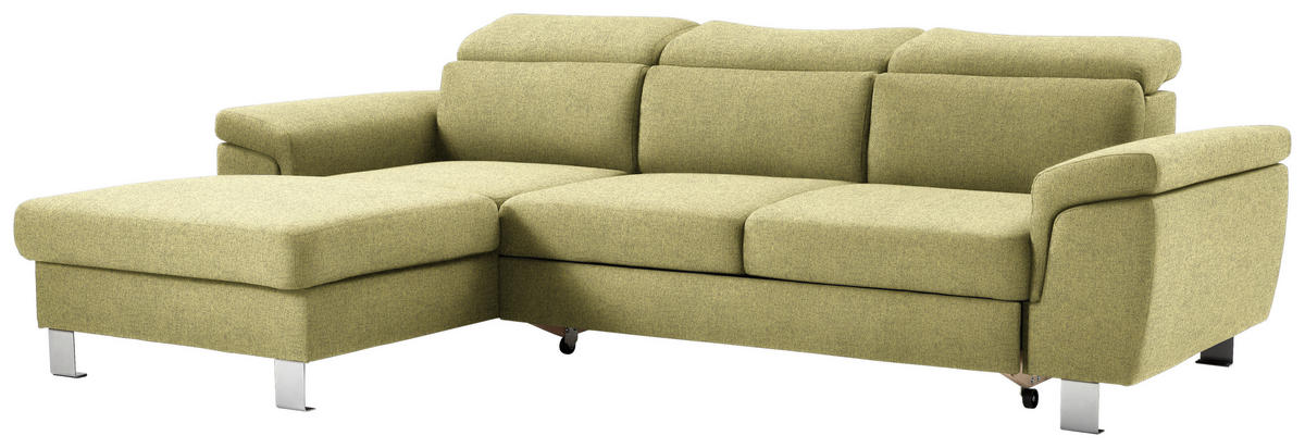 ECKSOFA in Webstoff Grün  - Silberfarben/Grün, Design, Textil/Metall (167/250cm) - Xora