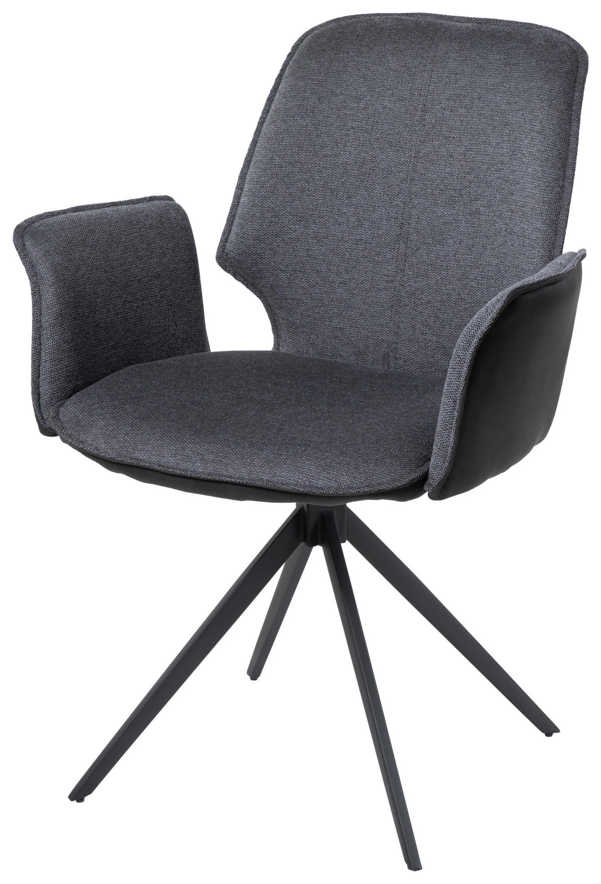 NASLANJAČ, kovina, tekstil siva, temno siva  - temno siva/črna, Design, kovina/tekstil (63/63/86,5cm) - Novel