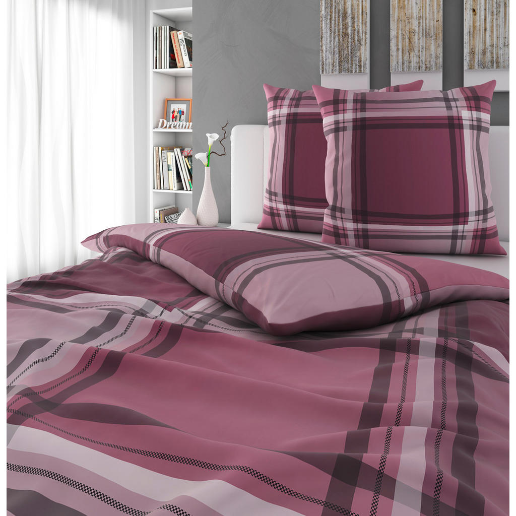 Thumbnail - Novel Bettwäsche Winterblock, Mauve, Textil, Karo, 200x200 cm, atmungsaktiv, schadstoffgeprüft, Schlaftextilien, Bettwäs...