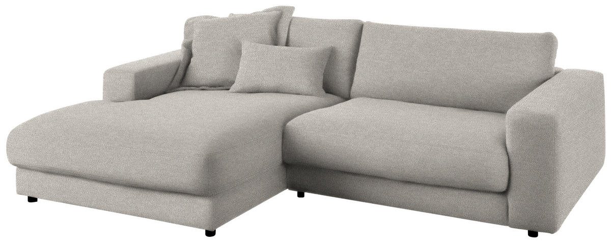 ECKSOFA in Flachgewebe Hellgrau  190/270 cm  - Hellgrau/Schwarz, Design, Kunststoff/Textil (190/270cm) - Lomoco