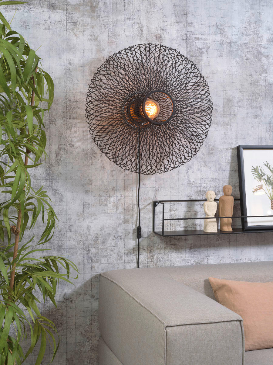 VÄGGLAMPA Cango 63/38 cm   - svart, Natur, naturmaterial (63/38cm) - Good & Mojo
