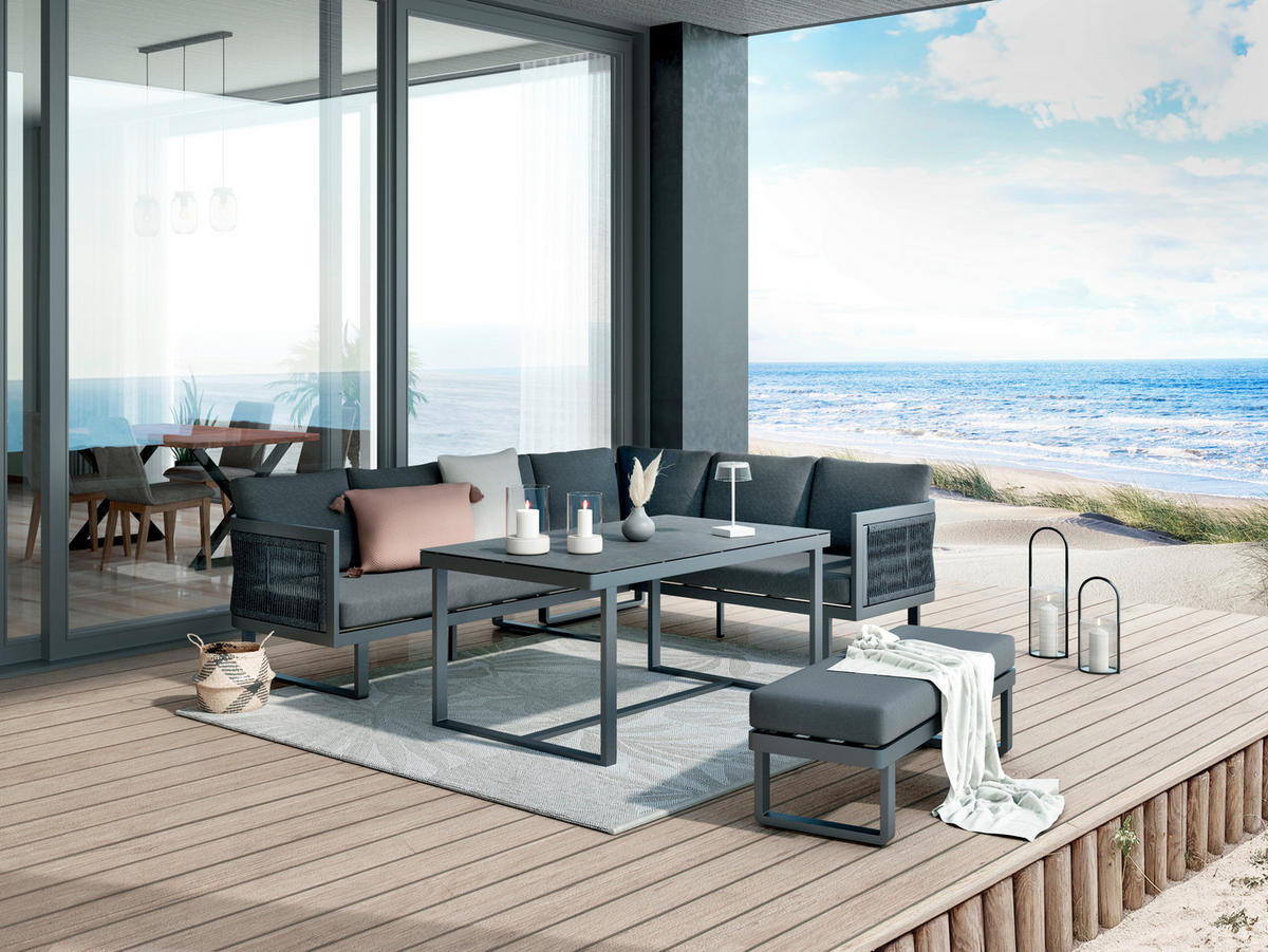 SET MOBILIER DE GRĂDINĂ 14 piese  - antracit, Modern, plastic/sticlă (240/190cm) - Ambia Garden