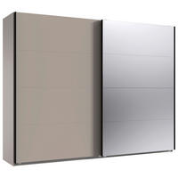 SCHWEBETÜRENSCHRANK in Graphitfarben, Sahara  - Schwarz/Graphitfarben, Design, Glas/Holzwerkstoff (270/208/65cm) - Carryhome