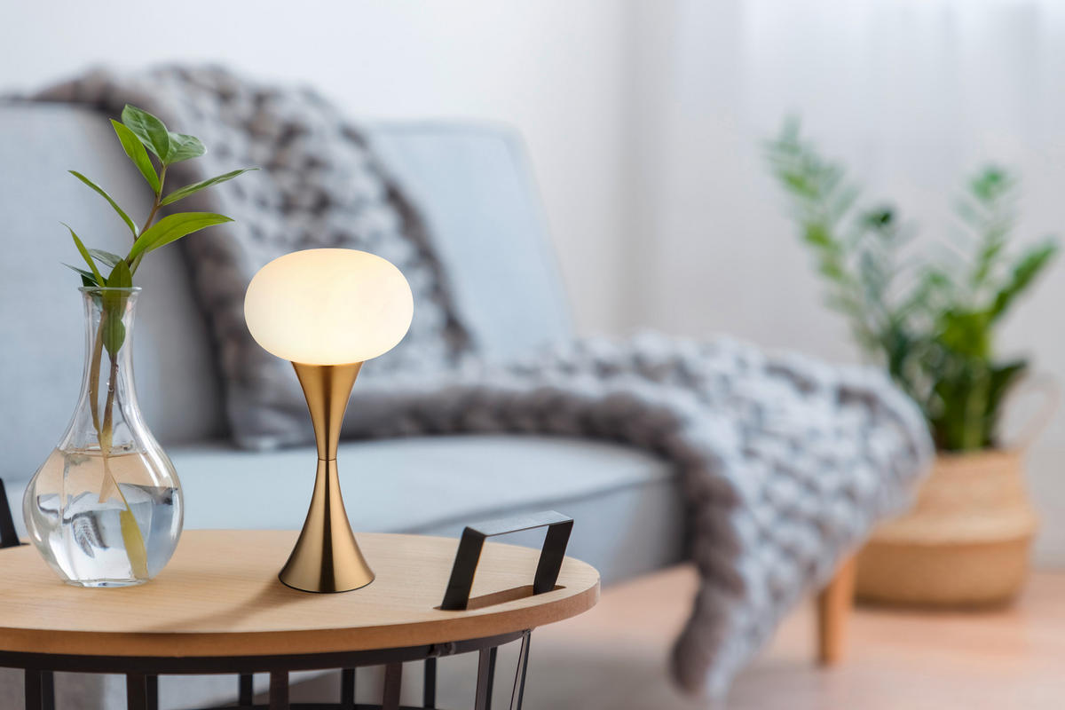 STOLNÍ LAMPA, E14, 18/36,9 cm  - černá/opál, Design, kov/plast (18/36,9cm) - Globo