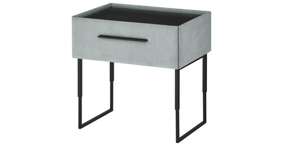 NACHTSCHRANK 64,3/45,5-61,5/45,9 cm Fichte, Kiefer furniert  - Schwarz/Hellblau, Design, Holz/Holzwerkstoff (64,3/45,5-61,5/45,9cm) - Dieter Knoll