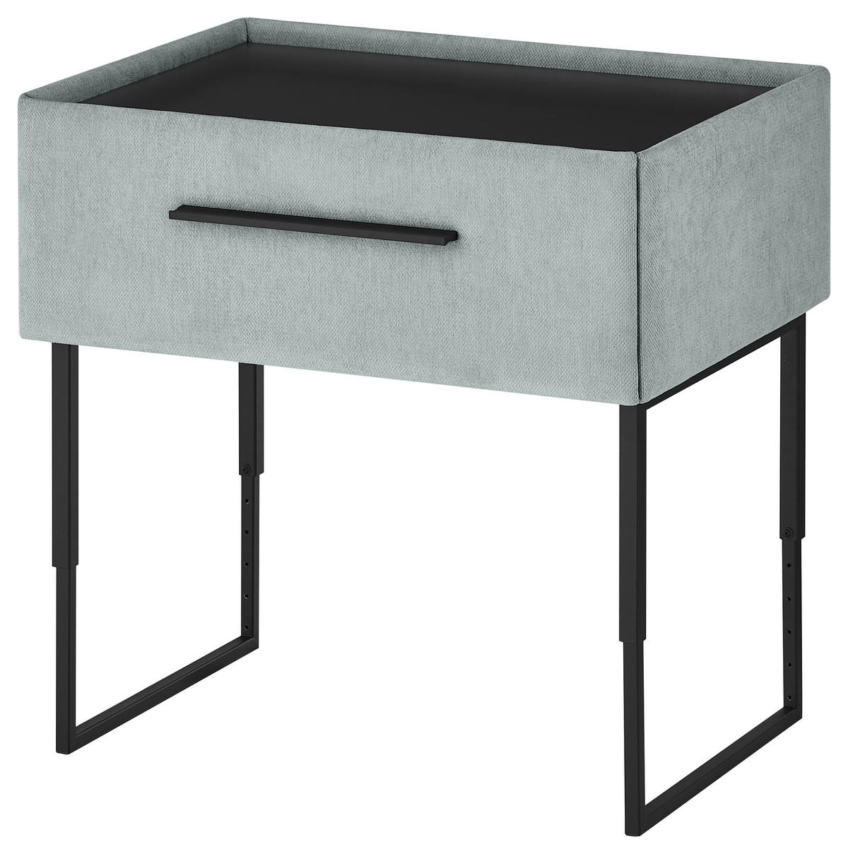 NACHTSCHRANK 64,3/45,5-61,5/45,9 cm Fichte, Kiefer furniert  - Schwarz/Hellblau, Design, Holz/Holzwerkstoff (64,3/45,5-61,5/45,9cm) - Dieter Knoll