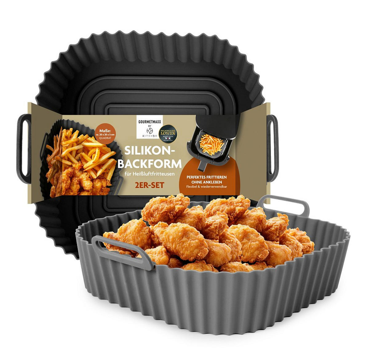 BACKFORMENSET KitchBo  - Schwarz/Grau, Basics, Kunststoff (20/22,5/6.3cm)