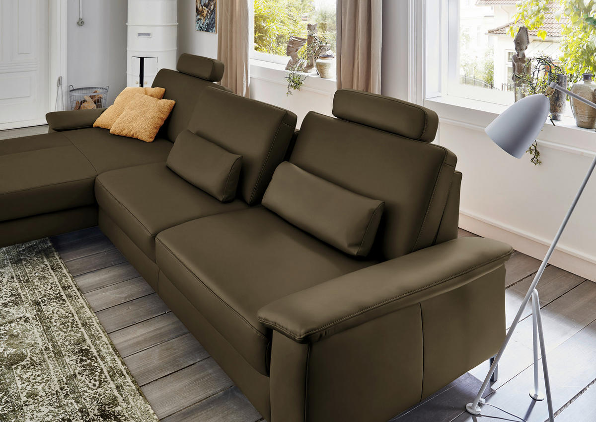 ECKSOFA in Echtleder Grün  - Schwarz/Grün, Design, Leder/Metall (176/334cm) - Dieter Knoll
