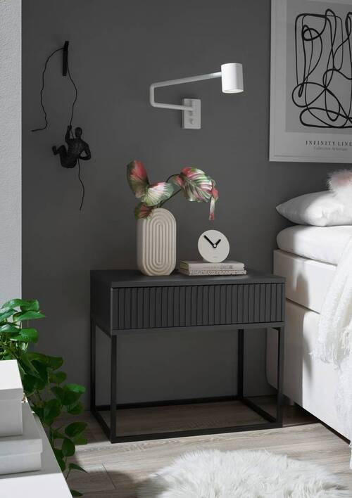 NACHTSCHRANK 60/52/38,5 cm  - Graphitfarben/Schwarz, MODERN, Holzwerkstoff/Metall (60/52/38,5cm) - Livetastic