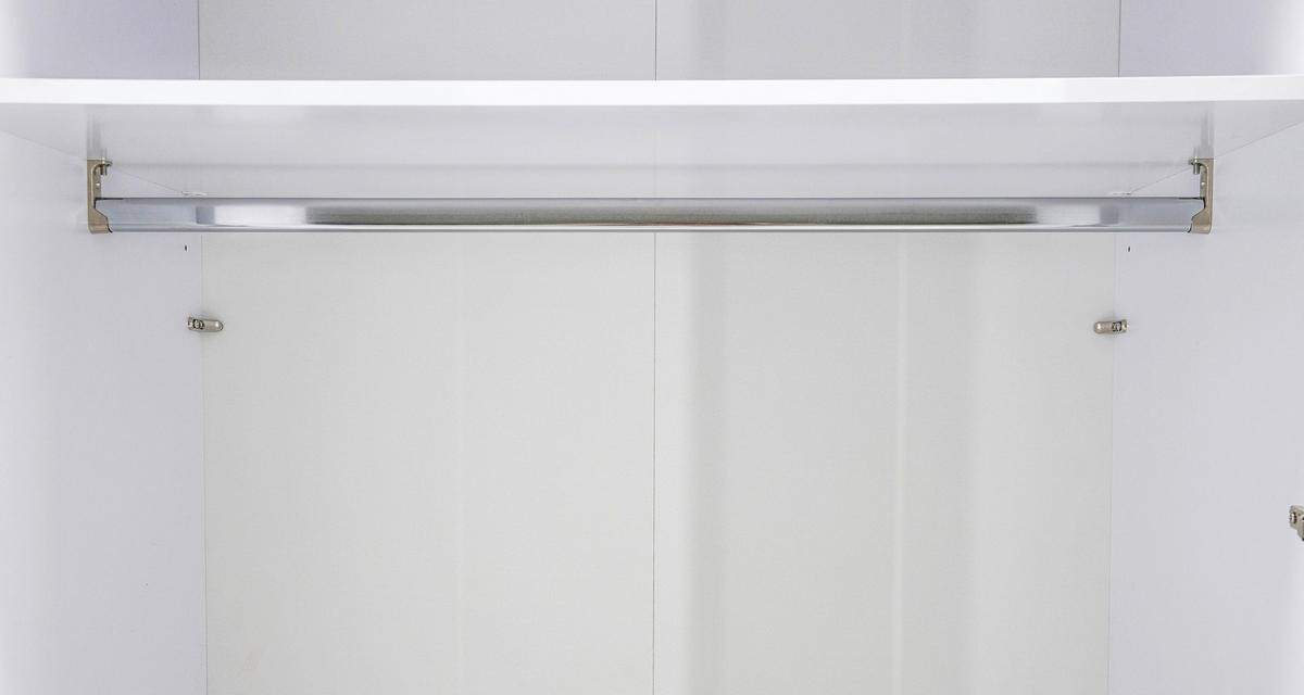 KLEIDERSCHRANK 294/219/59 cm 6-türig Weiß Hochglanz, Weiß  - Weiß Hochglanz/Alufarben, KONVENTIONELL, Holzwerkstoff/Metall (294/219/59cm) - Carryhome