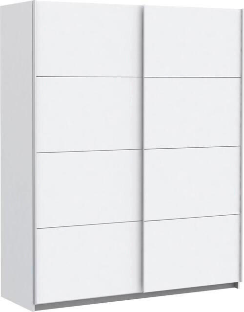 SCHWEBETÜRENSCHRANK 170/210/61 cm 2-türig Weiß  - Silberfarben/Weiß, Design, Holzwerkstoff/Metall (170/210/61cm) - MID.YOU