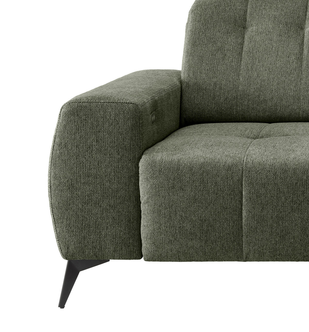 ECKSOFA in Chenille Grün  258/180 cm  - Schwarz/Grün, MODERN, Textil/Metall (258/180cm) - Livetastic