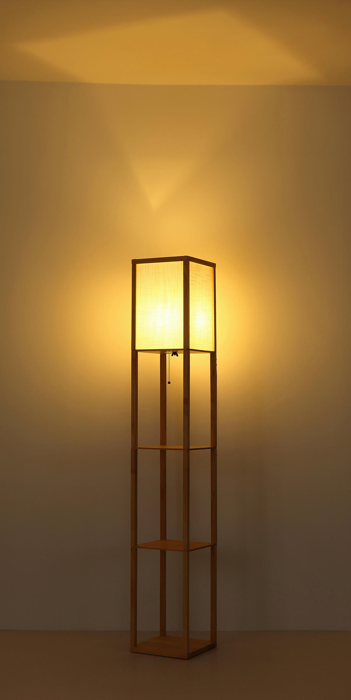 STEHLEUCHTE 26/26/159 cm    - Hellbraun/Weiß, Natur, Holz/Textil (26/26/159cm) - Globo