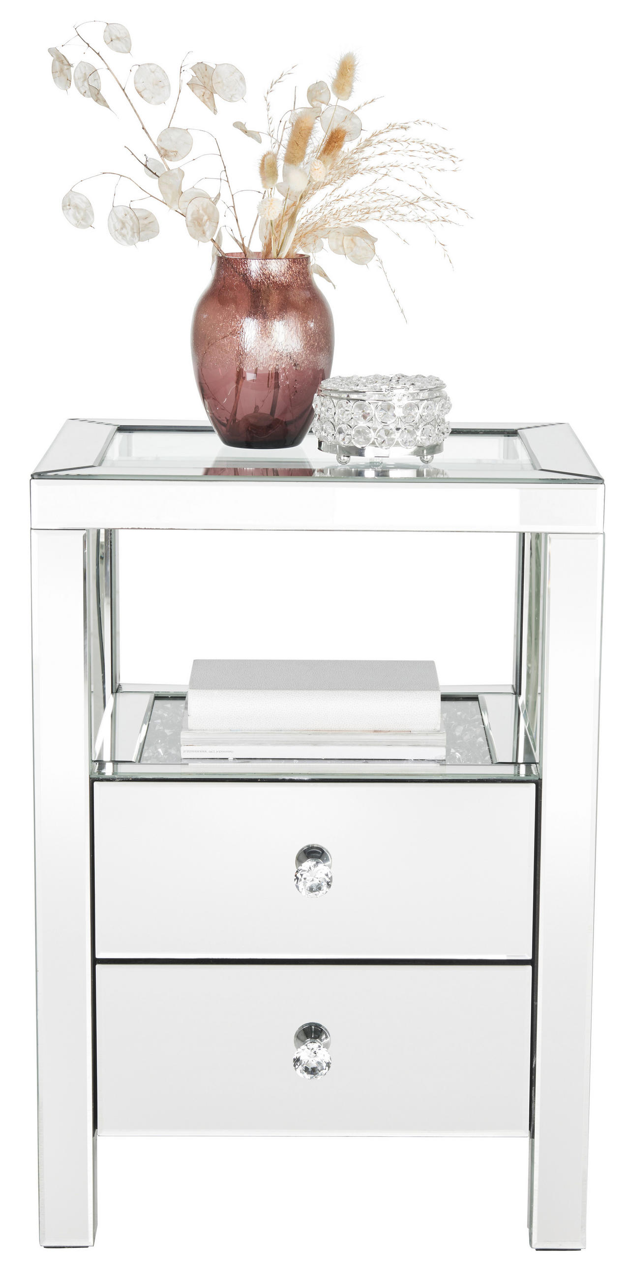 NACHTSCHRANK 45,8/66/35,5 cm  - Klar/Silberfarben, LIFESTYLE, Glas (45,8/66/35,5cm) - Xora