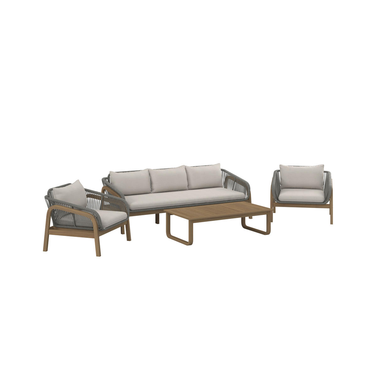 LOUNGE GARNITURA   drvo, metal, tekstil  smeđa, bež    - prirodne boje/bež, Moderno, drvo/metal - Ambia Garden