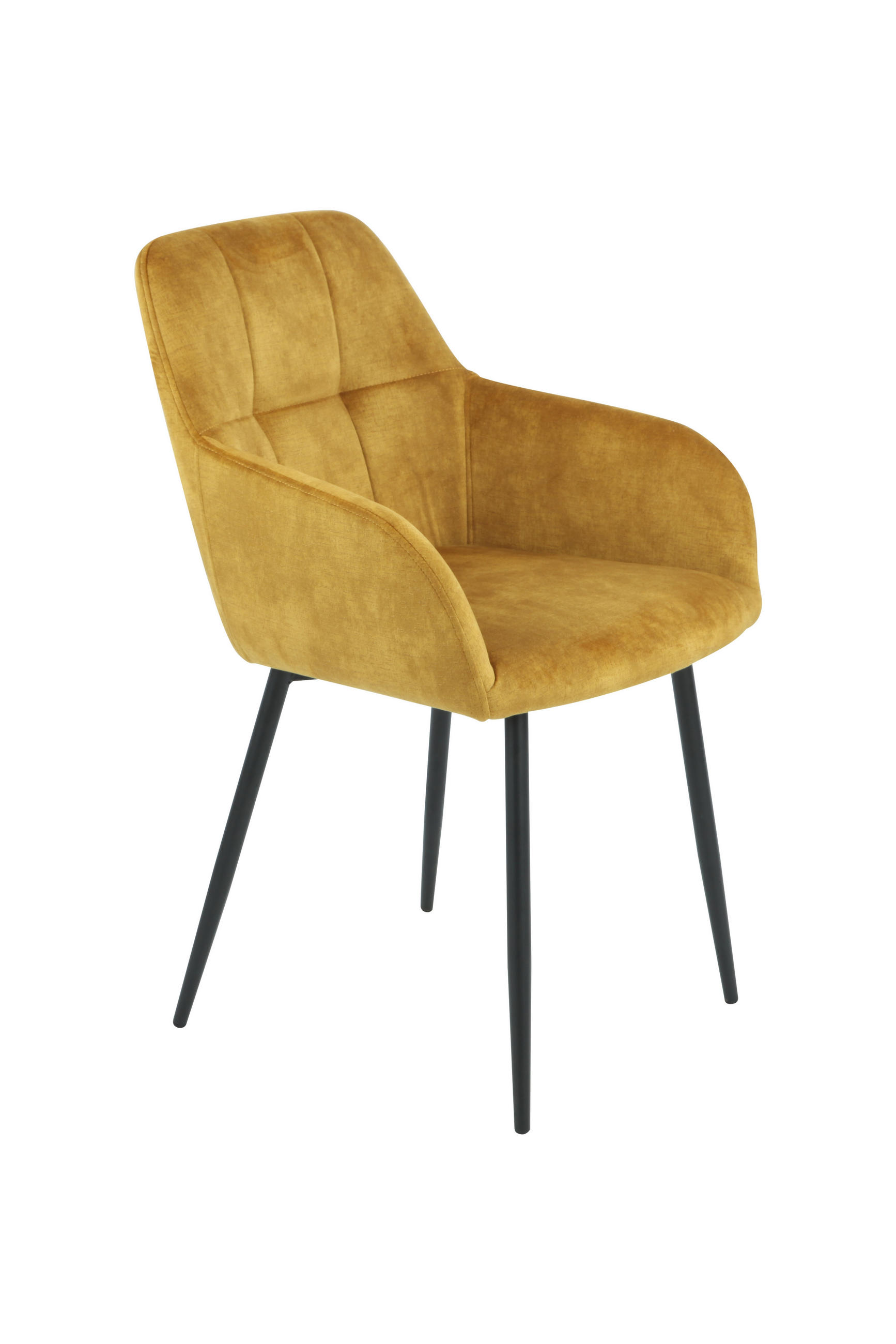 ARMLEHNSTUHL  in Stahl Velours  - Currygelb/Schwarz, MODERN, Textil/Metall (55/84/61cm) - Livetastic