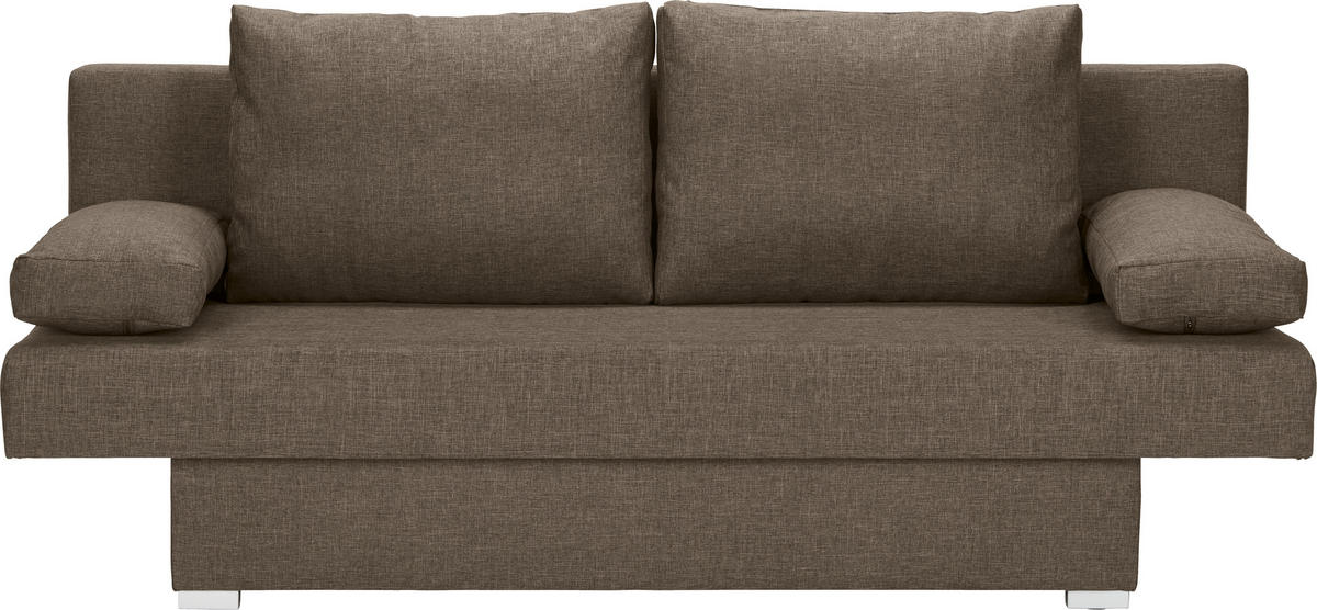 SCHLAFSOFA  mit Schlafen auf Sitzhöhe Webstoff Braun  - Alufarben/Braun, Design, Kunststoff/Textil (190/74-86/80cm) - Carryhome
