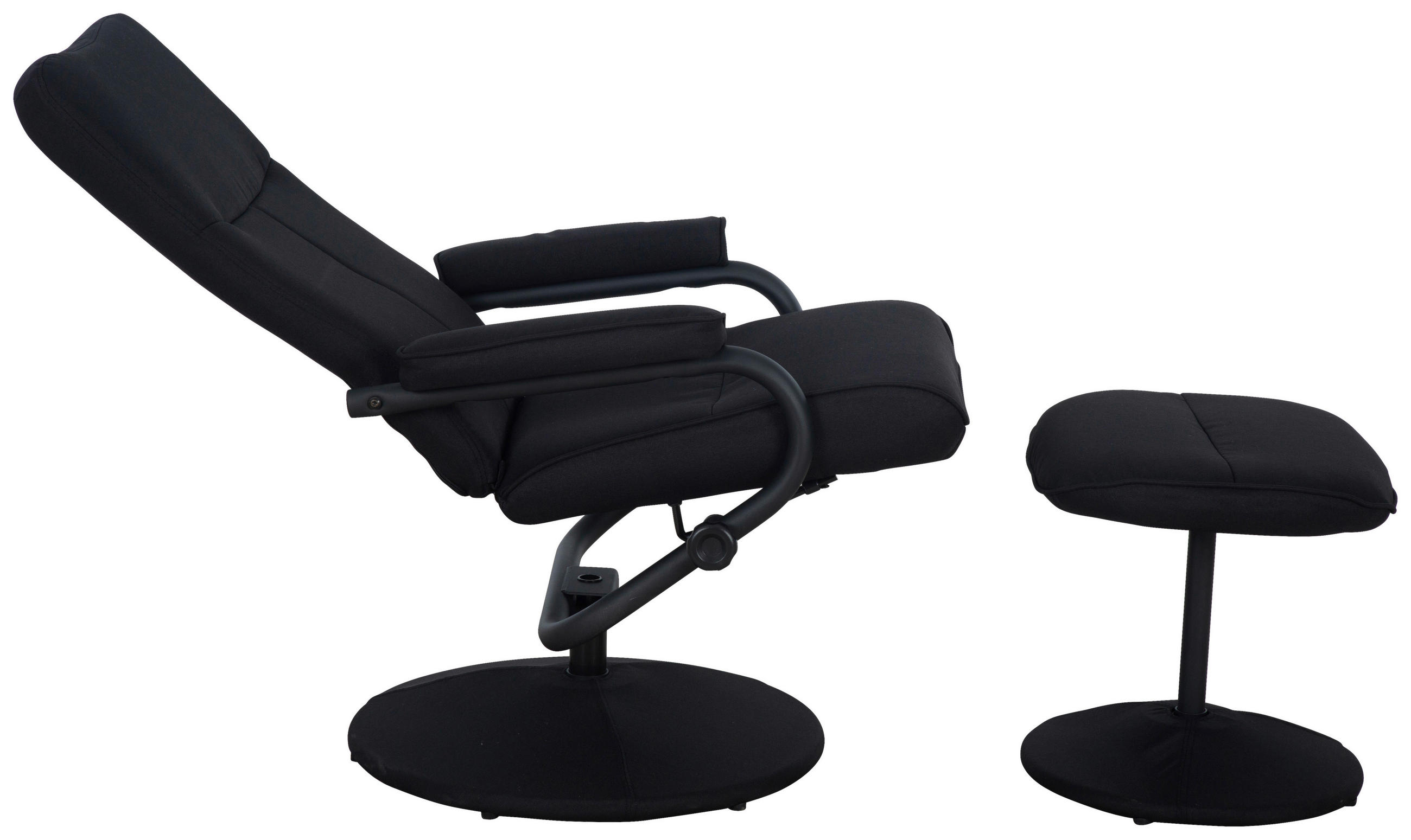 RELAXSESSELSET Leinenoptik Hocker    - Schwarz, MODERN, Textil/Metall (68/96.5/76cm) - P & B